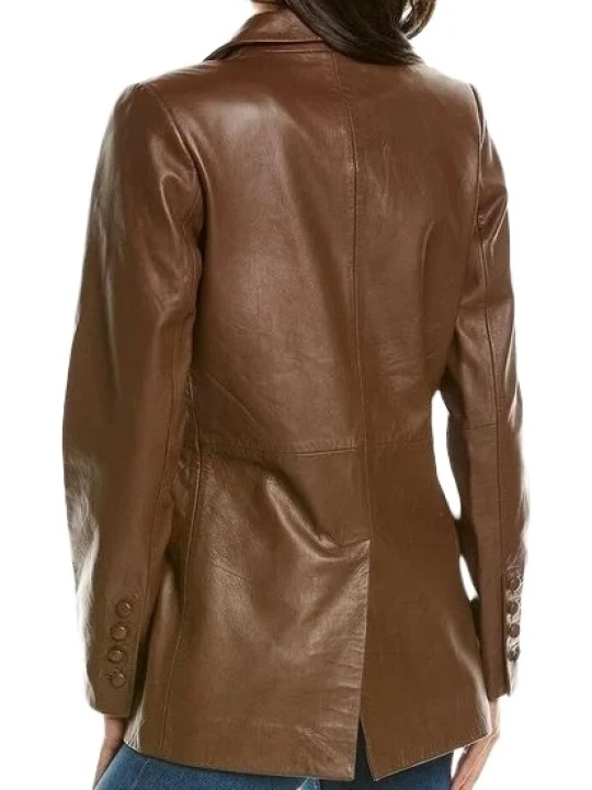 Ladies Leather Blazer Brown