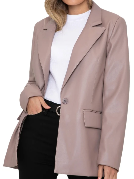 Ladies Light Purple Leather Blazer
