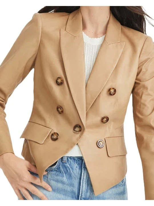 Lady Beige Leather Blazer