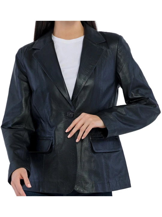 Leather Blazer Black