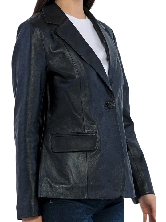 Leather Blazer Black