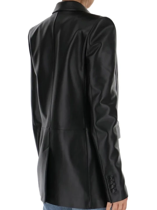 Modern Black Leather Blazer