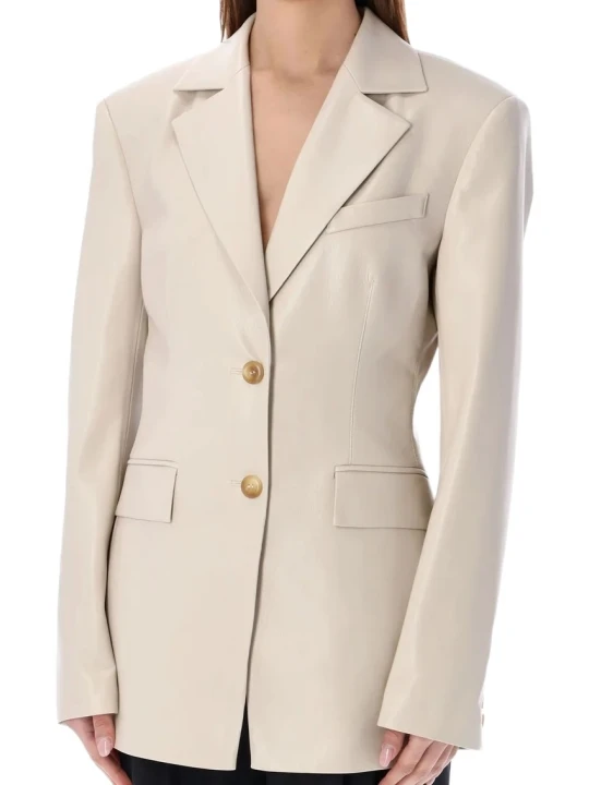 Off White Custom Leather Blazer