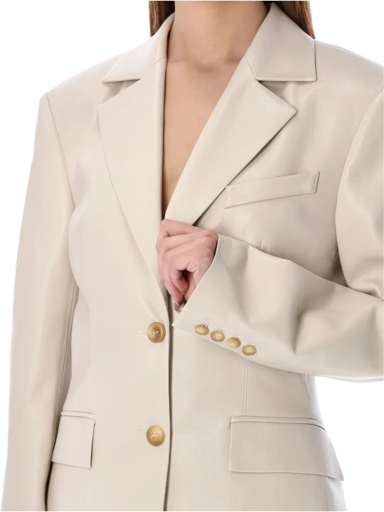 Off White Custom Leather Blazer