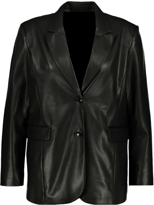 Oversized Black Collar Leather Blazer