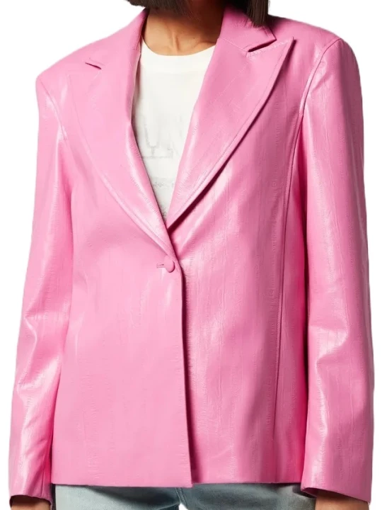 Pink Leather Blazer Lady