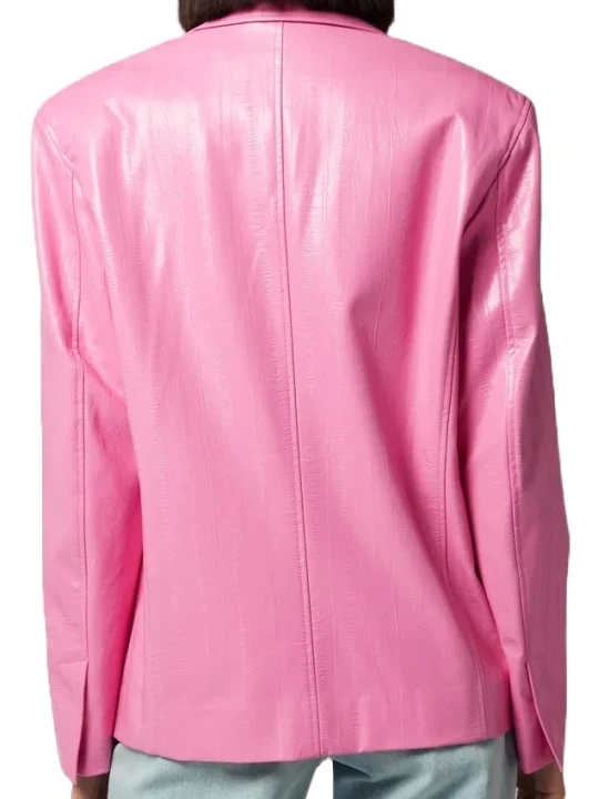 Pink Leather Blazer Lady
