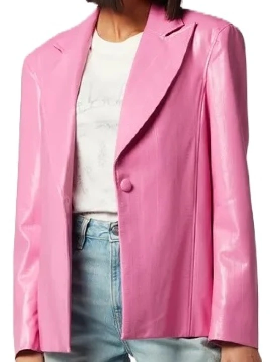 Pink Leather Blazer Lady