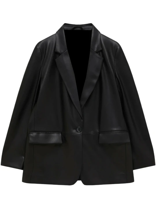 Plain Black Leather Blazer