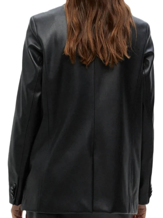 Plain Black Leather Blazer