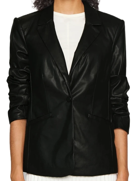Real Black Leather Blazer Jacket