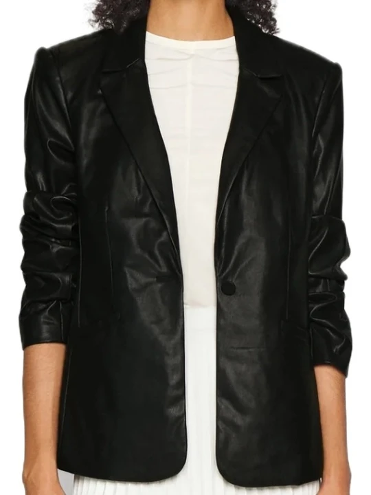 Real Black Leather Blazer Jacket