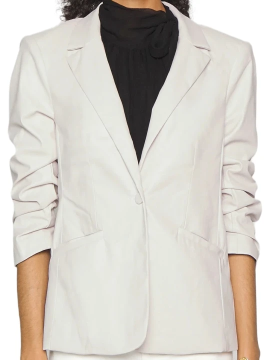 Real White Leather Blazer Jacket