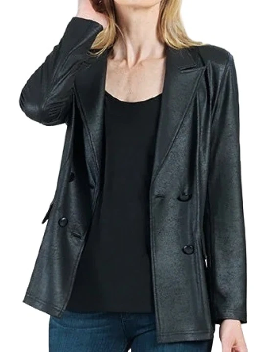 Relaxed Fit Real Leather Blazer