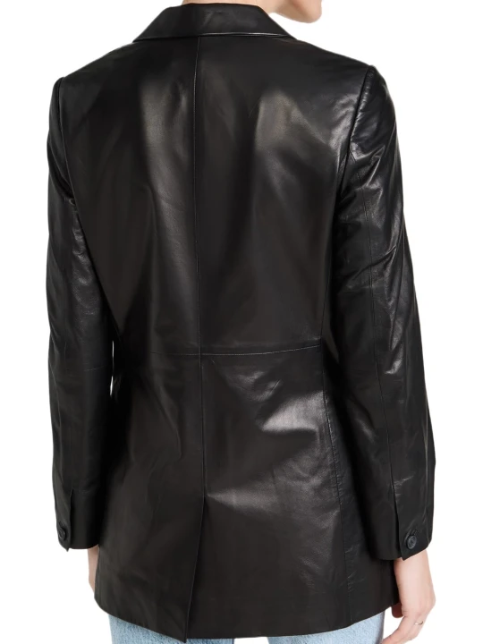 Simple Look Black Leather Blazer Simple Look Black Leather Blazer