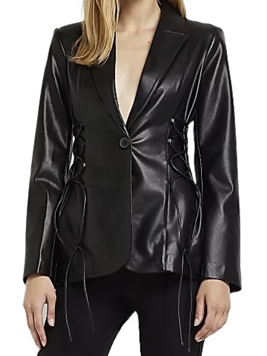 Sleek Black Leather Blazer Outfit