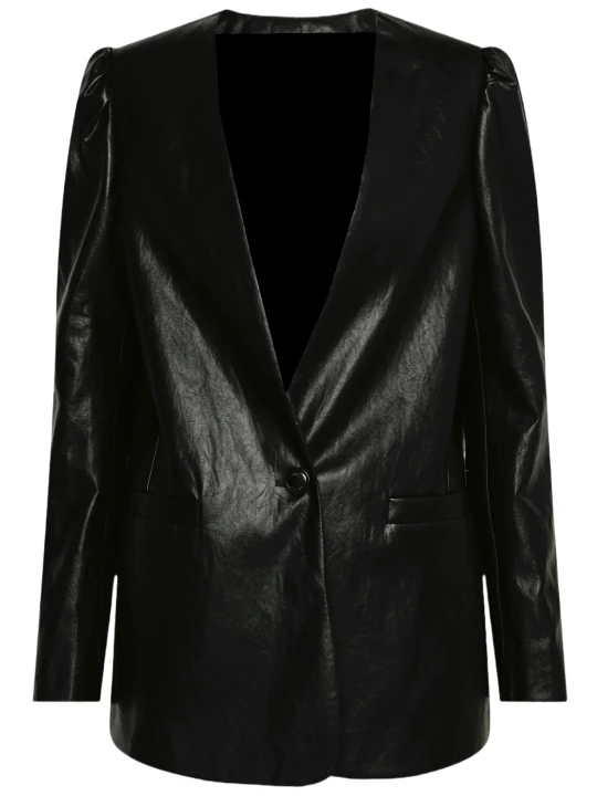 Sleeves Black Leather Blazer