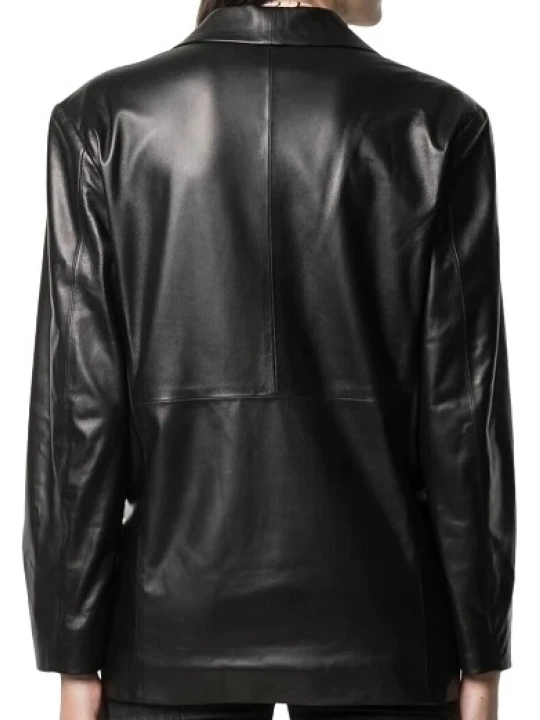 Slim Cut Black Leather Blazer