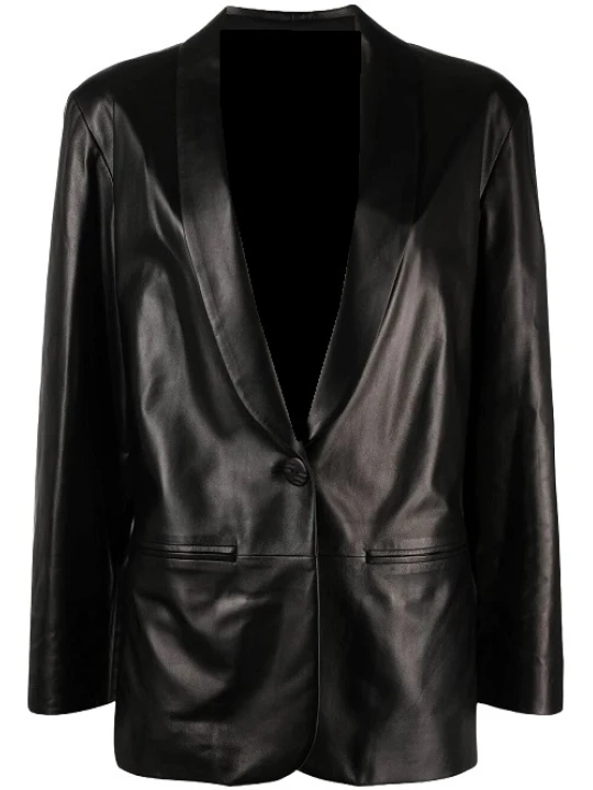 Slim Cut Black Leather Blazer