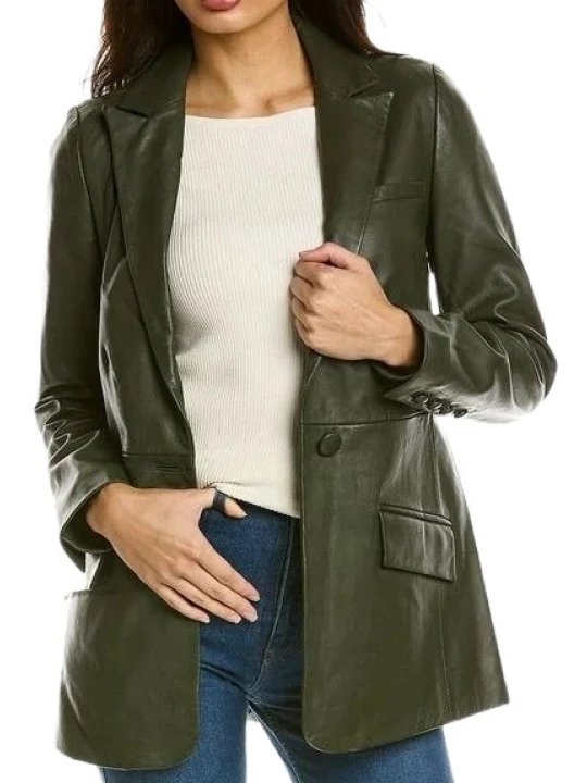 Smart Green Leather Blazer