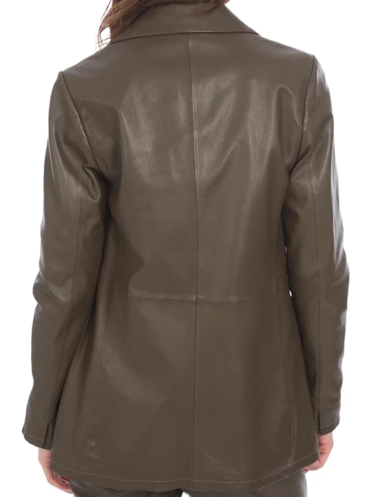 Smooth Genuine Dark Brown Leather Blazer