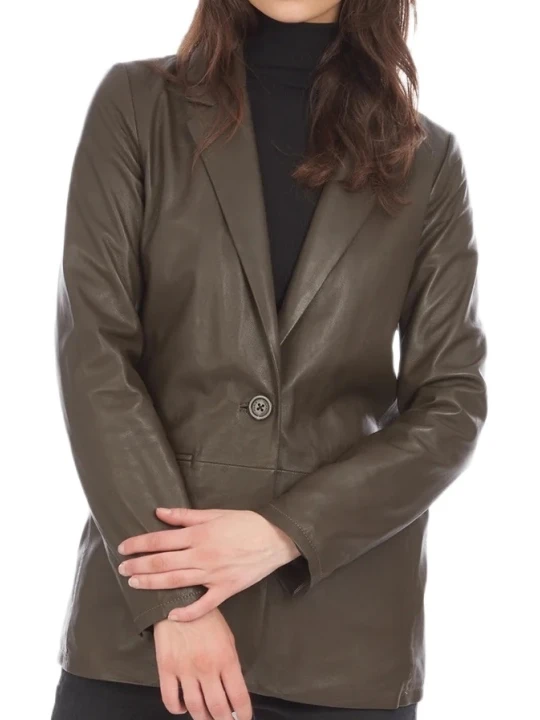 Smooth Genuine Dark Brown Leather Blazer