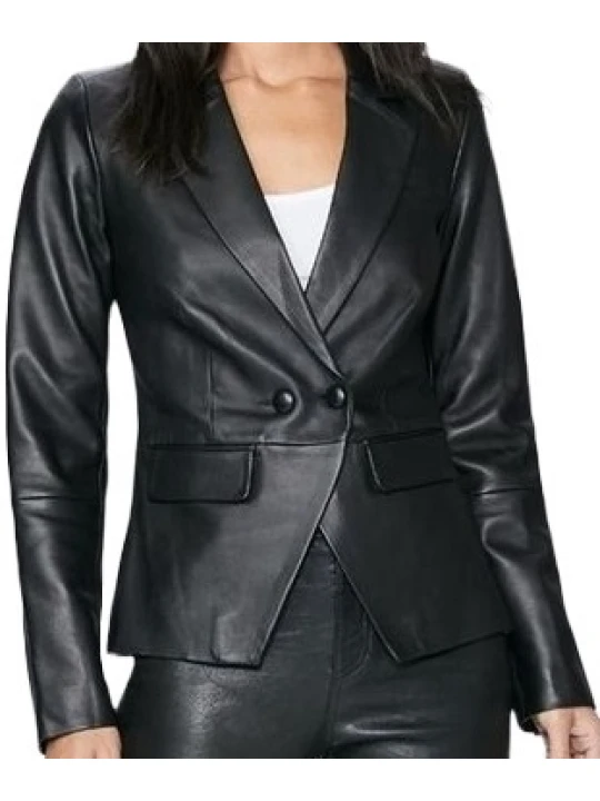Soft Black Genuine Leather Blazer