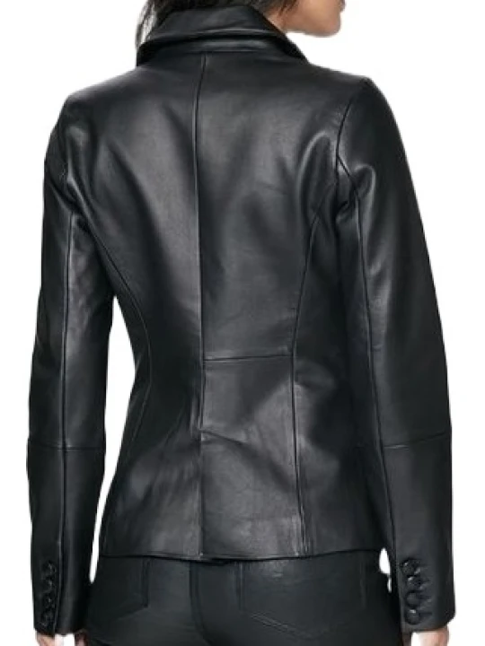 Soft Black Genuine Leather Blazer