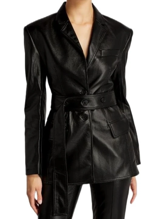Tailored Leather Black Coat