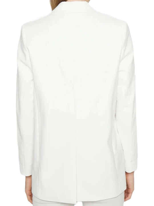 White V Neck Leather Blazer