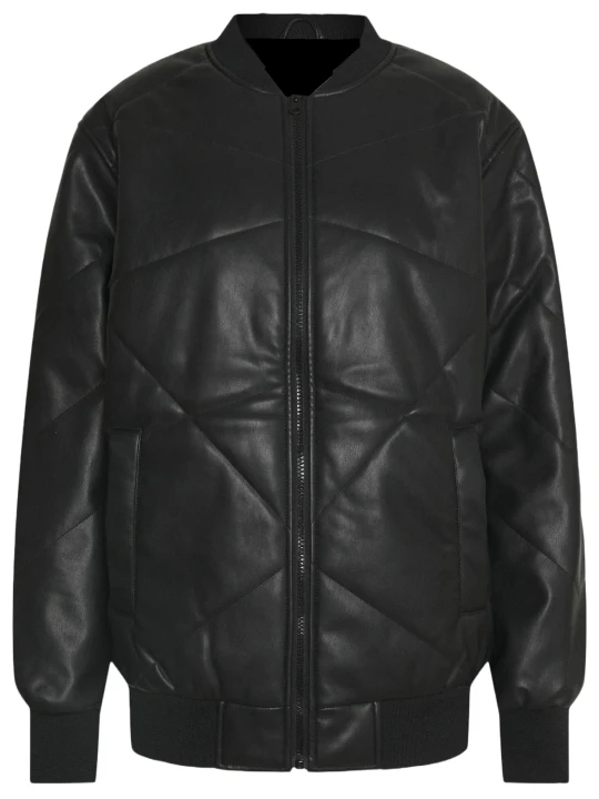 Full Sleeves Black Leather Bomber Jacket