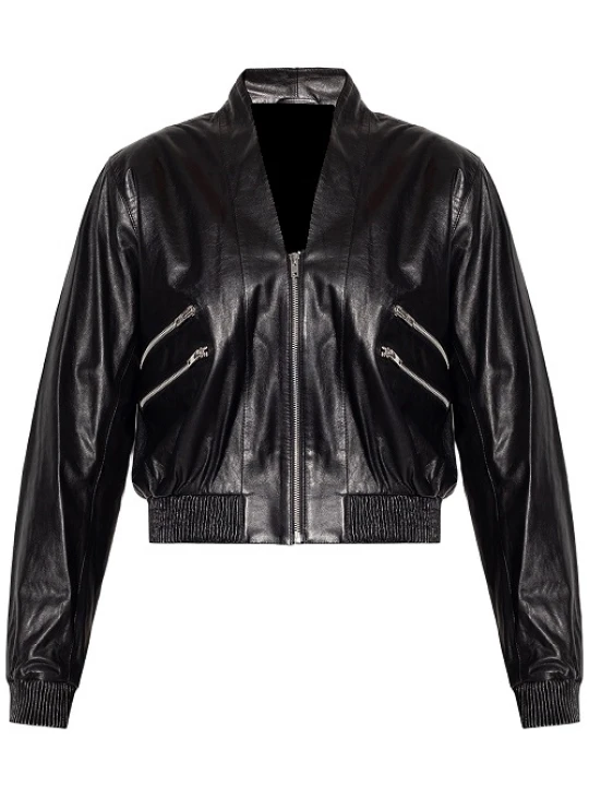 Lambskin Black Leather Bomber Jacket