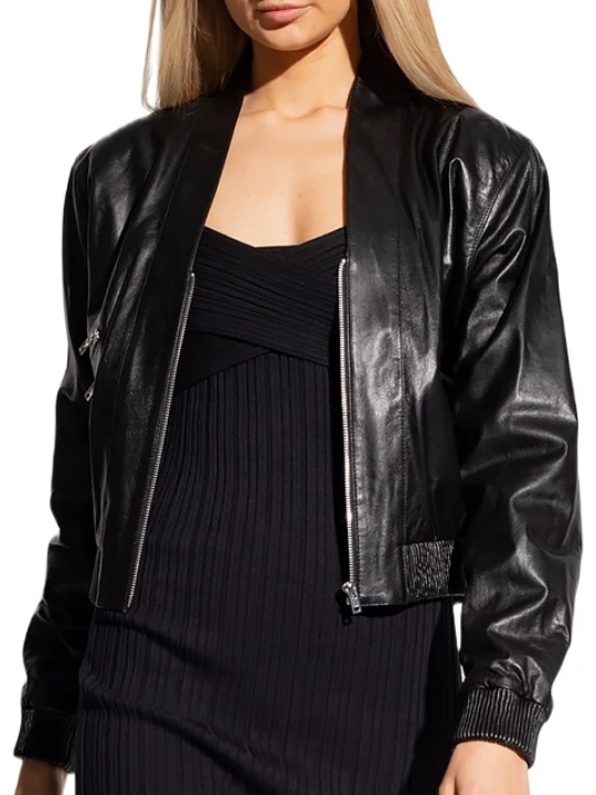 Lambskin Black Leather Bomber Jacket