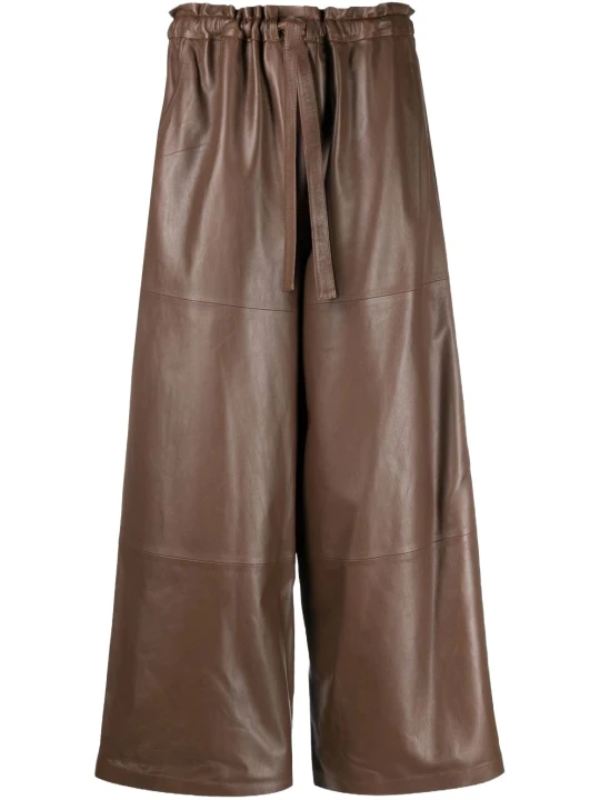 Belted Leather Capri Brown