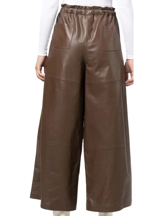 Belted Leather Capri Brown