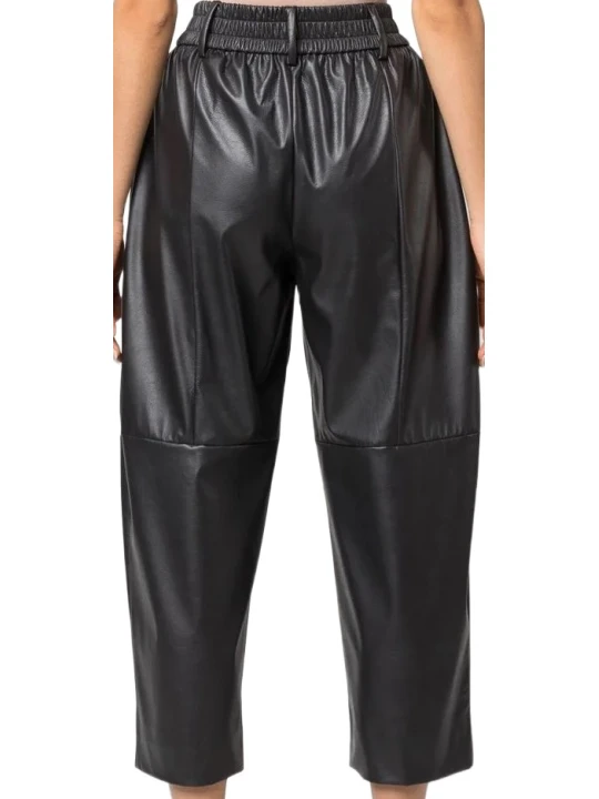 Black Leather Capri Two Side Inset Pockets
