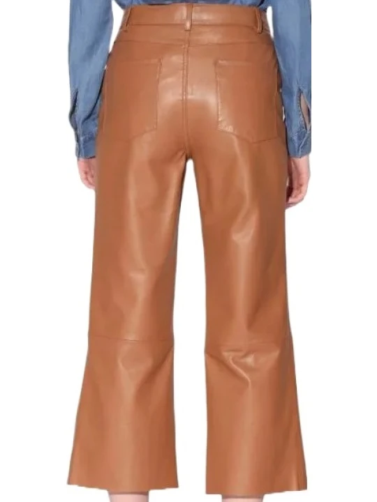 Brown Leather Capri Pant 