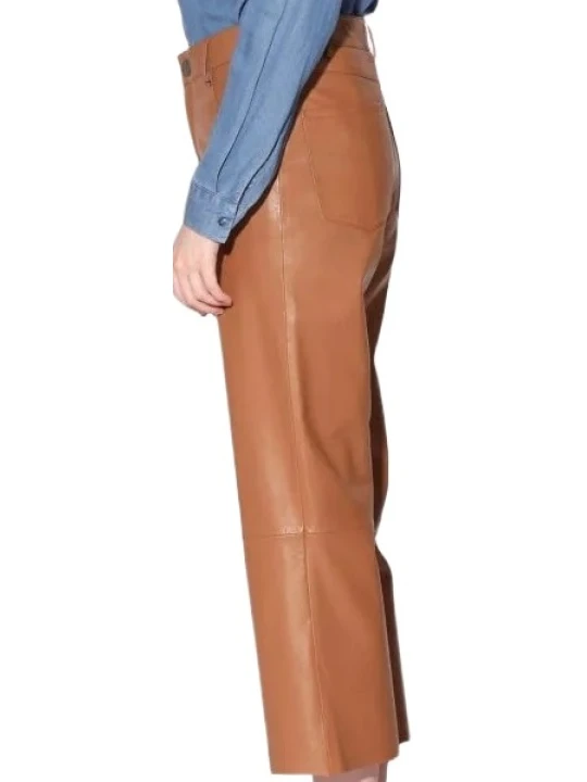 Brown Leather Capri Pant 