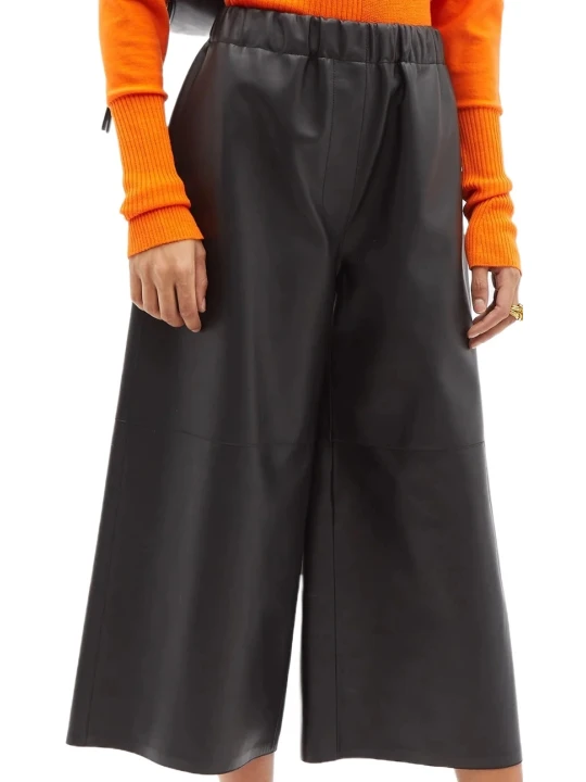 Cropped Leather Trouser Capri Pant