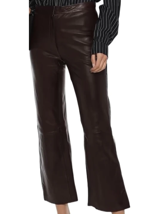Elegant Dark Brown Leather Capri