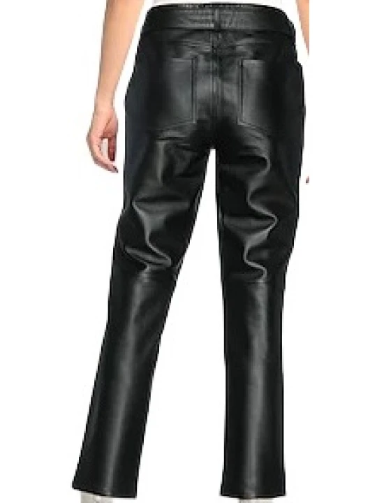 Lambskin Belted Leather Capri Pant
