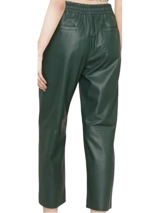Real Green Leather Trouser Capri