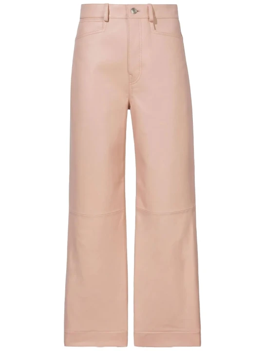 Real Leather Wide Leg Leather Capri Pink