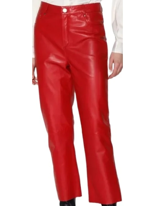 Real Red Leather Capri Pant