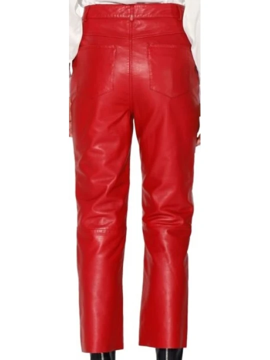 Real Red Leather Capri Pant