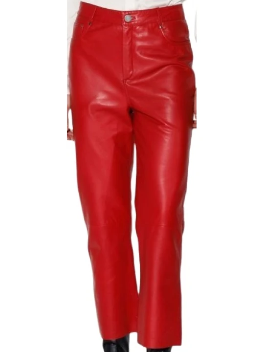 Real Red Leather Capri Pant