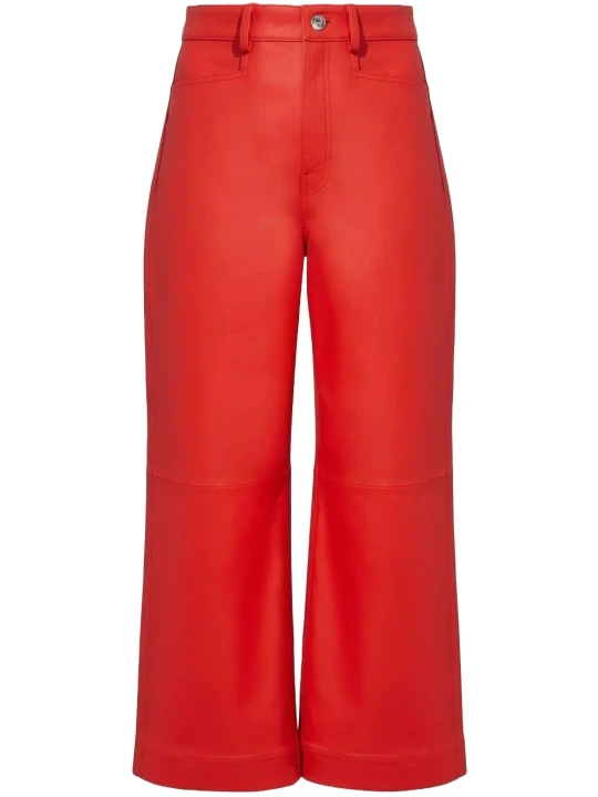 Regular Fit Women Red Leather Pant Capri