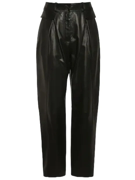 Tailored Fit High Waist Leather Capri Pant