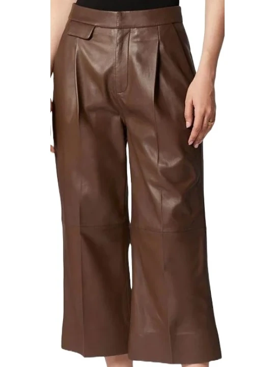 Unique Real Brown Leather Capri