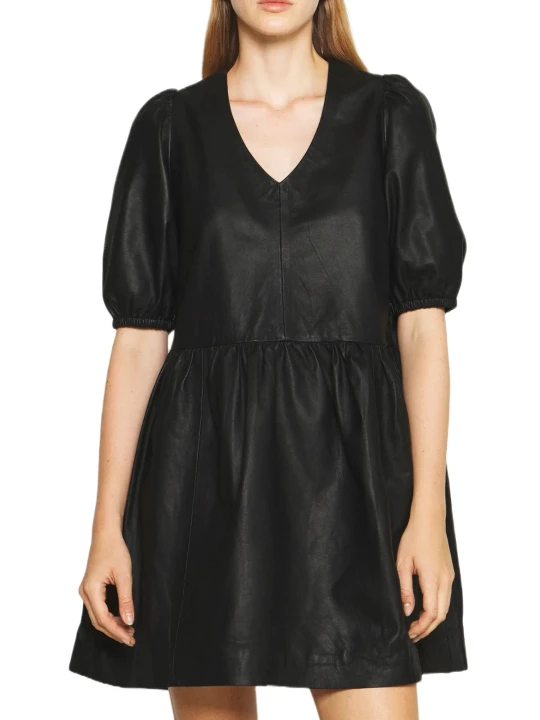 Black Flare Leather Dress